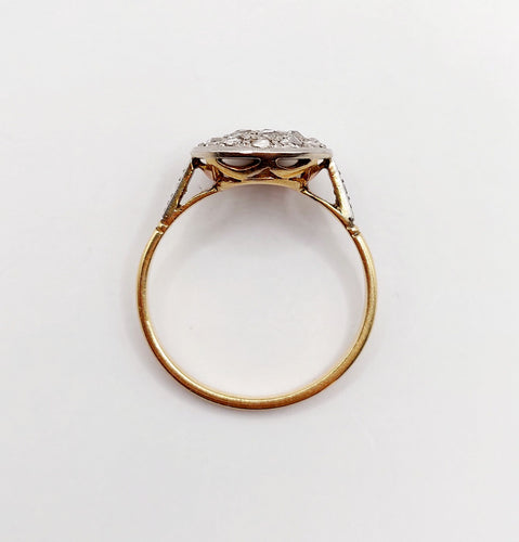 Bague cible antique or 18k diamants taille roses (circa 1920) 58 Facettes A06337