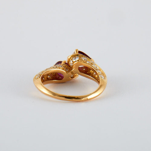 Bague 55 Bague Toi et Moi Rubis Diamants 58 Facettes