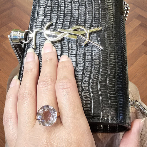 Bague Bague en or jaune 18 carats et amethyste naturelle - Taille EU61 58 Facettes CAE-RI-RD-YGAM
