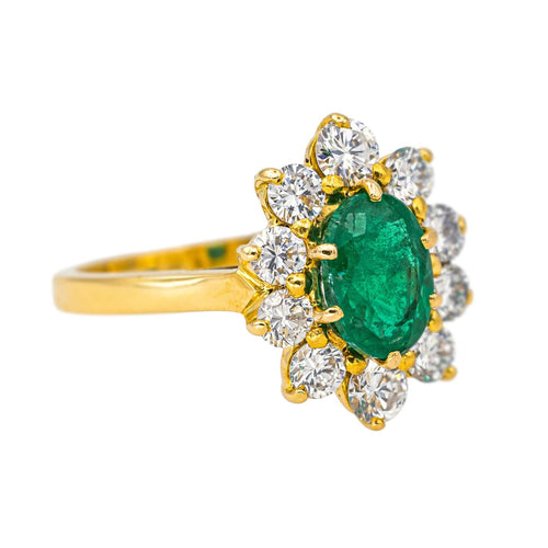 Bague 49 Bague Pompadour Or jaune Emeraude, Diamant 58 Facettes 4399091RV