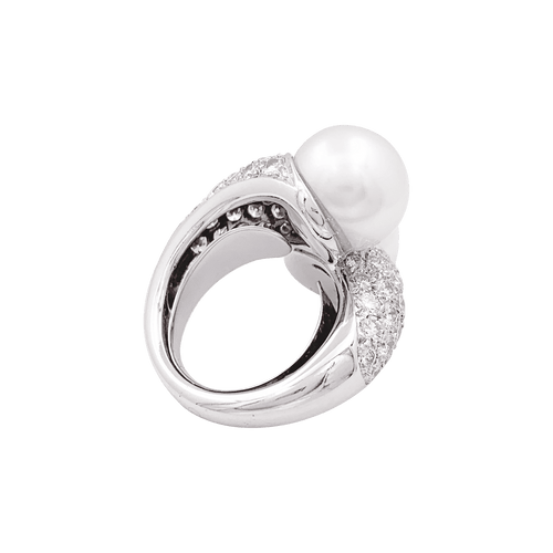 Bague 49 Bague "Toi & Moi" or blanc, diamants, perles. 58 Facettes 34407