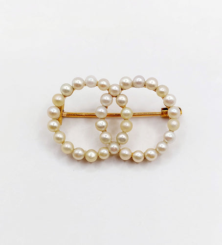 Broche Broche antique or jaune cercles infini et perles 58 Facettes A05616