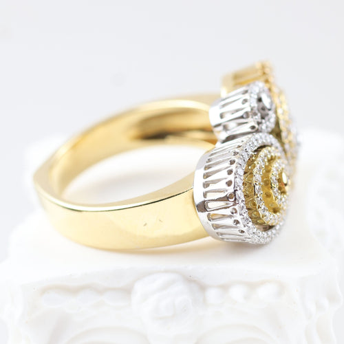 Sortija en oro amarillo con vistas de oro blanco y diamantes naturales 58 Facettes