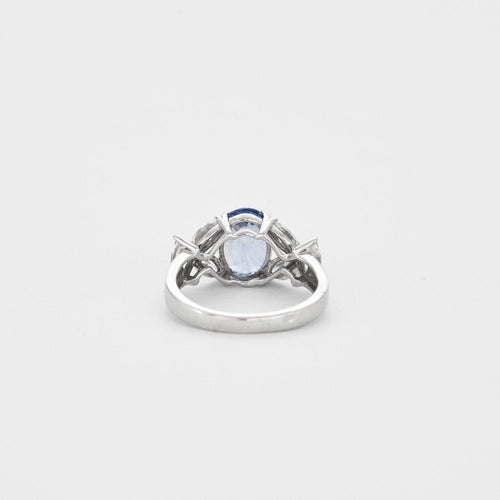 Bague 54 Bague or blanc saphir bleu diamants 58 Facettes