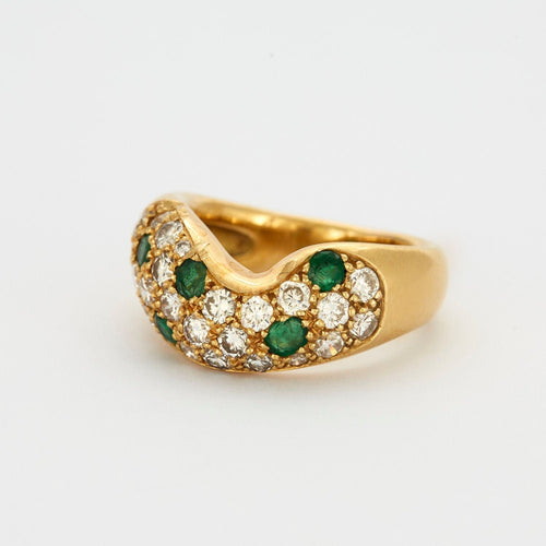 Bague 53 Bague or jaune diamants et émeraudes 58 Facettes 240404