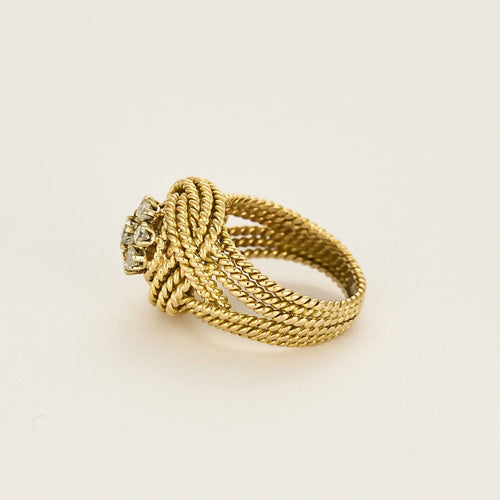 Bague 53 Bague tressée en or jaune et diamants 58 Facettes CHOL1168