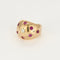 Bague dôme en or jaune, diamant et rubis de synthèse