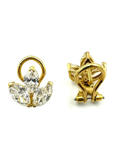Boucles d'oreilles Boucles d’oreilles or jaune et diamants navettes 2,40ct 58 Facettes