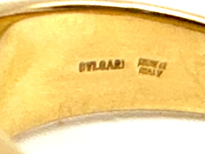 Bague 55 BVLGARI. Collection "Tronchetto", bague en or jaune et hématite 58 Facettes