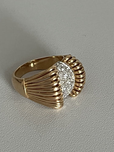 Bague 55 Bague Rétro Fils d'Or Jaune Platine Diamants 58 Facettes LOT 6119