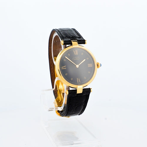 CARTIER - Must Vendôme - Black buckley dial - LM 58 Facettes