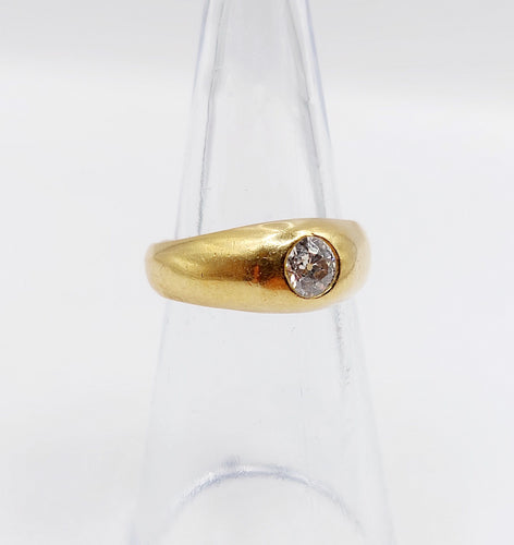 Bague 50 Bague jonc dôme or jaune 18k diamant taille ancienne 0,40 carat 58 Facettes A06197