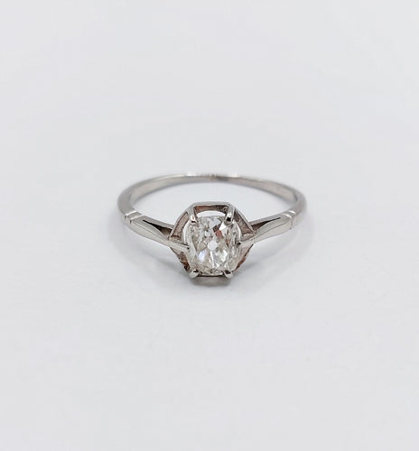 Bague 49 Bague solitaire art deco Platine diamant taille ancienne coussin 0.60 carat (circa 1920) 58 Facettes A06196