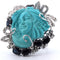 Bague 59 Bague sculptée en saphir, diamant et turquoise 58 Facettes