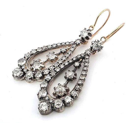 Boucles d'oreilles Boucles d’oreilles en or bas titre et argent et diamants 58 Facettes