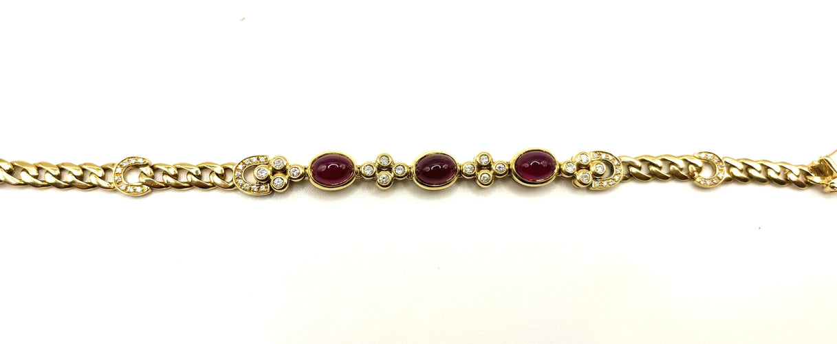 Bracelet Bracelet Rubis cabochons et diamants 58 Facettes