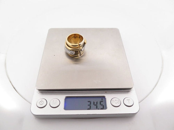 Bague 55 bague POMELLATO tubulaire large t55 or jaune blanc 18k 34gr diamants 0.9ct 58 Facettes 267204