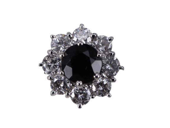 Bague 52 Bague Or blanc Diamant & Saphir 58 Facettes BA-49
