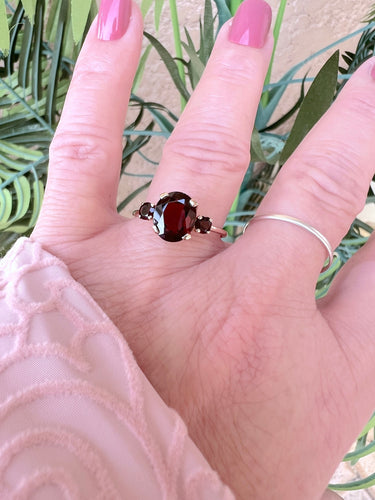 Bague 63 Bague grenats or rose 18 K 58 Facettes AA 1636
