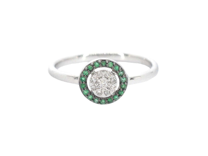 Bague Bague en or blanc avec diamants et émeraude 58 Facettes 2313
