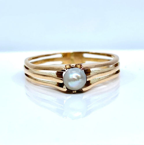 Bague 49 Bague en or rose perle fine vers 1900 58 Facettes AB663