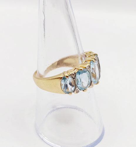Bague 56 Bague jarretière vintage or jaune 18k topazes et diamants (circa 1980) 58 Facettes A05994