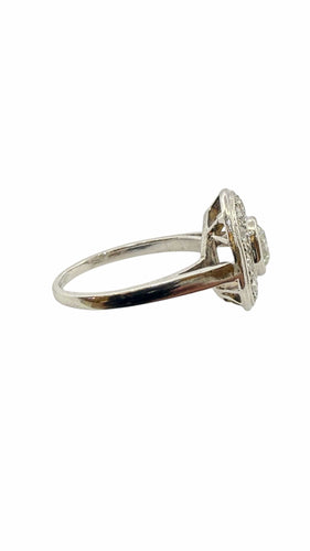 Bague 52 Bague ronde ancienne en platine et diamants 58 Facettes