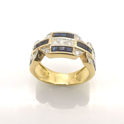 Bague Bague en or sertie de saphirs et diamants 58 Facettes