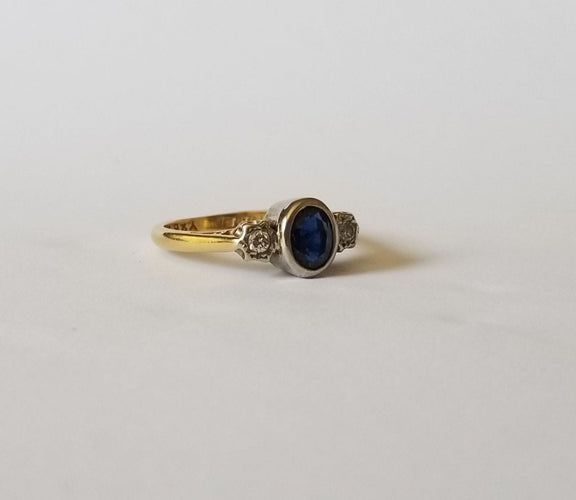 Bague 52 Bague or jaune saphir diamants 58 Facettes