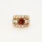 Bague Bague large fil torsadé en or rose 18K, platine, citrine madère et diamants. 58 Facettes