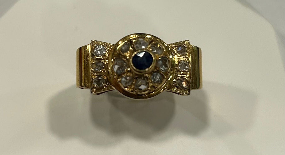 Bague 58 Bague tank or jaune saphir diamants 58 Facettes LP34