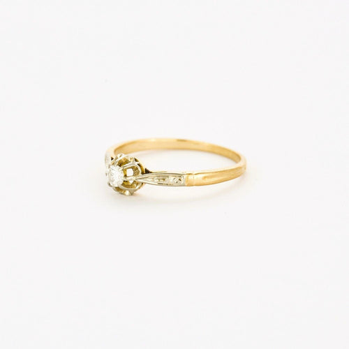 Bague 55 Bague solitaire diamant or jaune et blanc 58 Facettes