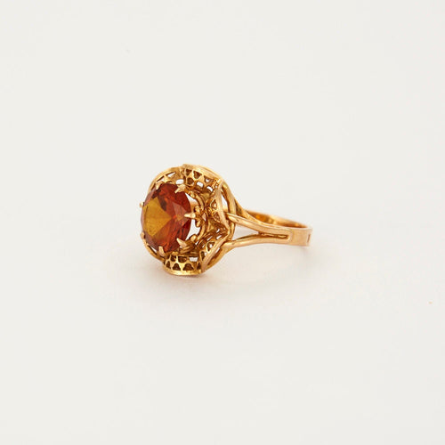 Bague Bague en or jaune et pierre de synthèse orange 58 Facettes 240179