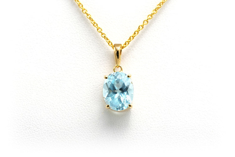 Pendentif Pendentif contemporain or jaune et aigue-marine 58 Facettes B719