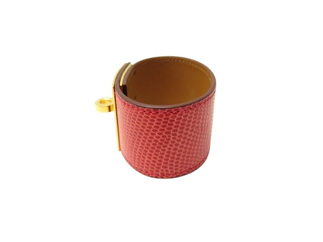 Bracelet bracelet HERMES kelly chien lézard niloticus t3 15 a 17 métal doré rouge 58 Facettes 267512