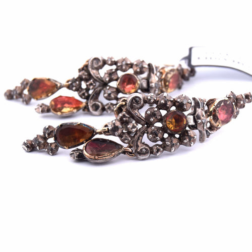 Boucles d'oreilles Boucles d'oreilles catalanes anciennes en or jaune et argent avec grenats naturels 58 Facettes OR86