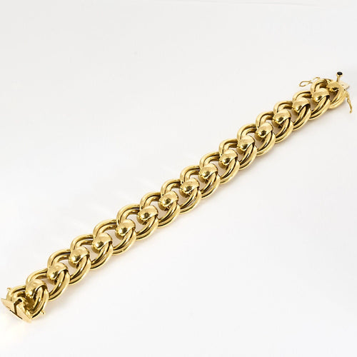 Bracelet Bracelet or jaune à double maillons ronds ajourées 58 Facettes BIA1071