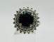 Bague 54 Bague en or blanc avec saphir et diamants 58 Facettes 50313