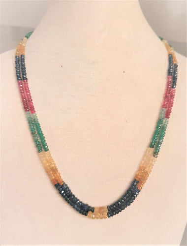 Collier COLLIER 3 RANGS SAPHIRS EMERAUDES SPINELLES ROUGES 58 Facettes C 76  (1/3)