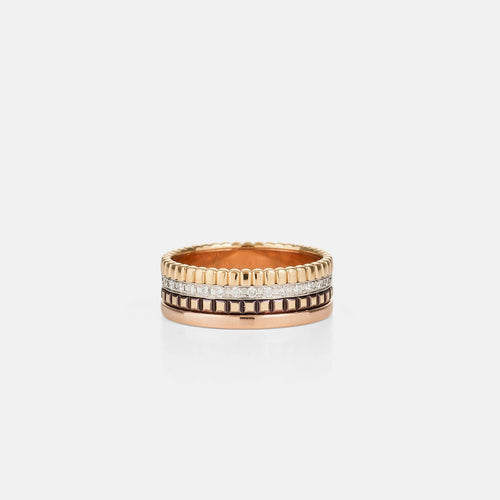 Bague 52 BOUCHERON  - Bague Quatre en trois ors pvd et diamants 58 Facettes