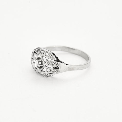 Bague 57 Bague Art Déco or blanc, platine et diamants 58 Facettes MB7