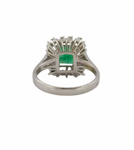 Bague 55 Bague ancienne or blanc émeraude diamants 58 Facettes