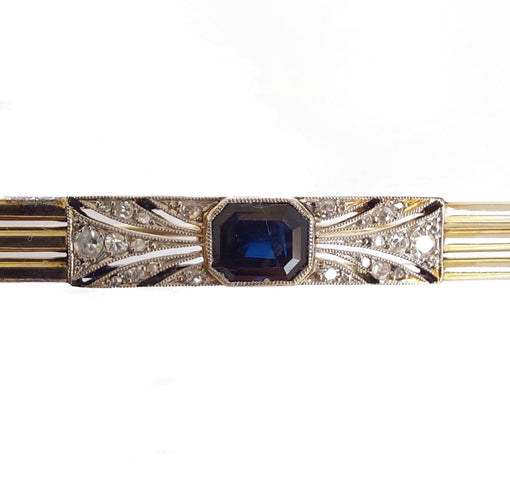 Broche broche barrette art deco, or , platine, saphir et diamants 58 Facettes 59