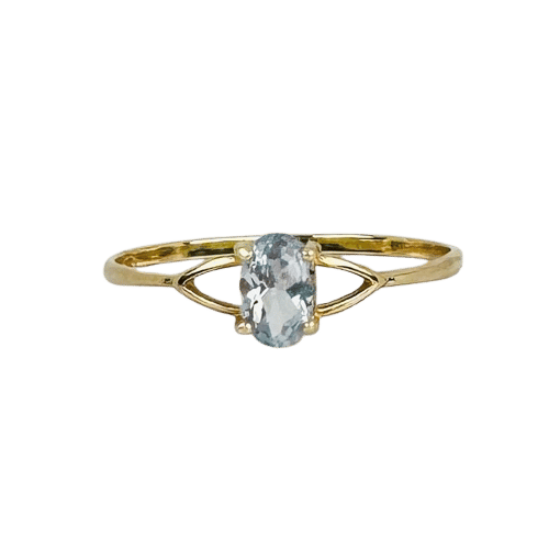 Bague 59.5 Bague en or jaune avec aigue-marine ovale 58 Facettes 2508022