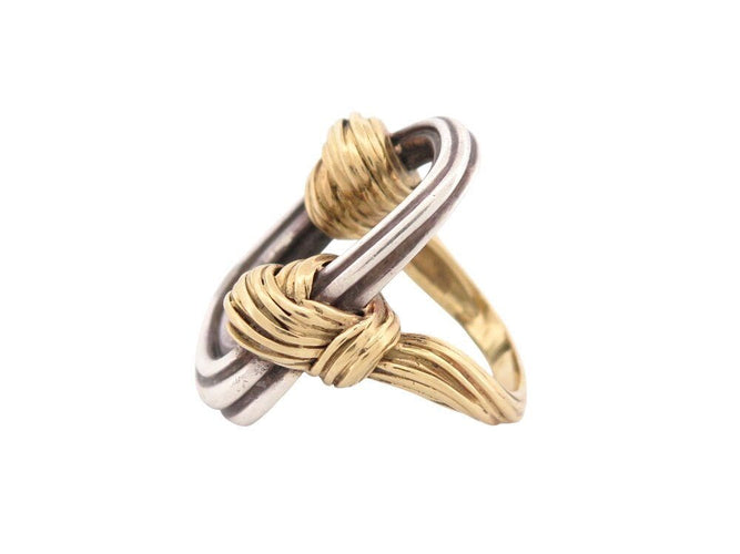 Bague 55 vintage bague VAN CLEEF & ARPELS noeud t55 en or jaune 18k & argent 18.9gr 58 Facettes 267804