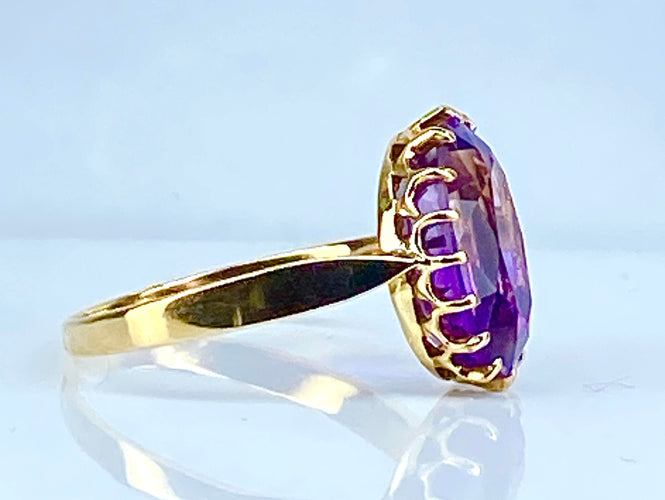 Bague Bague or jaune et améthyste 58 Facettes AB477