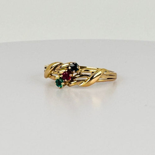 Bague Bague vintage ornée d'un rubis, d'une émeraude et d'un saphir bleu 58 Facettes 2505006