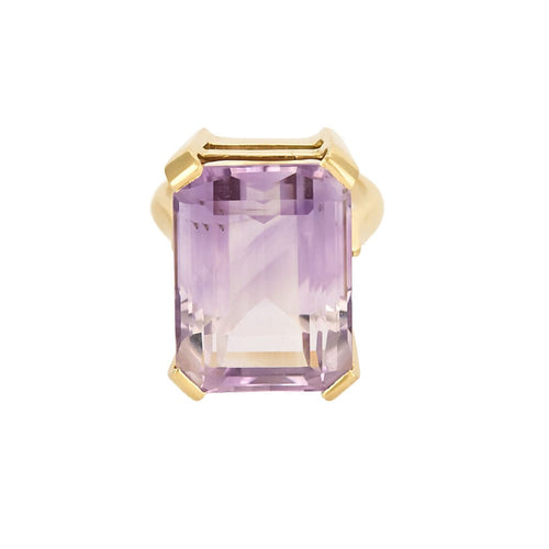 Bague cocktail en or jaune, améthyste