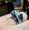 Bague 55 Bague or gris saphirs calibrés, pavage de diamants 58 Facettes 7837 A