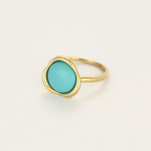 Bague 54 GUERIN - Bague ALISMA or jaune, cabochon turquoise 58 Facettes LP1505/
